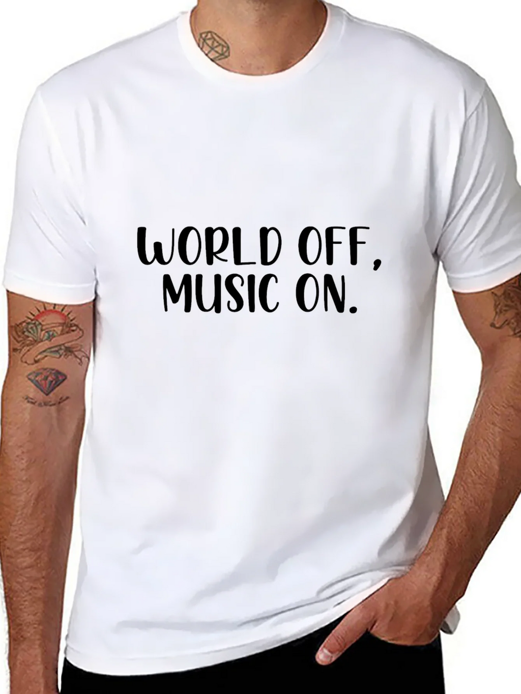 World Off Music On Black Graphic Tee product image 7