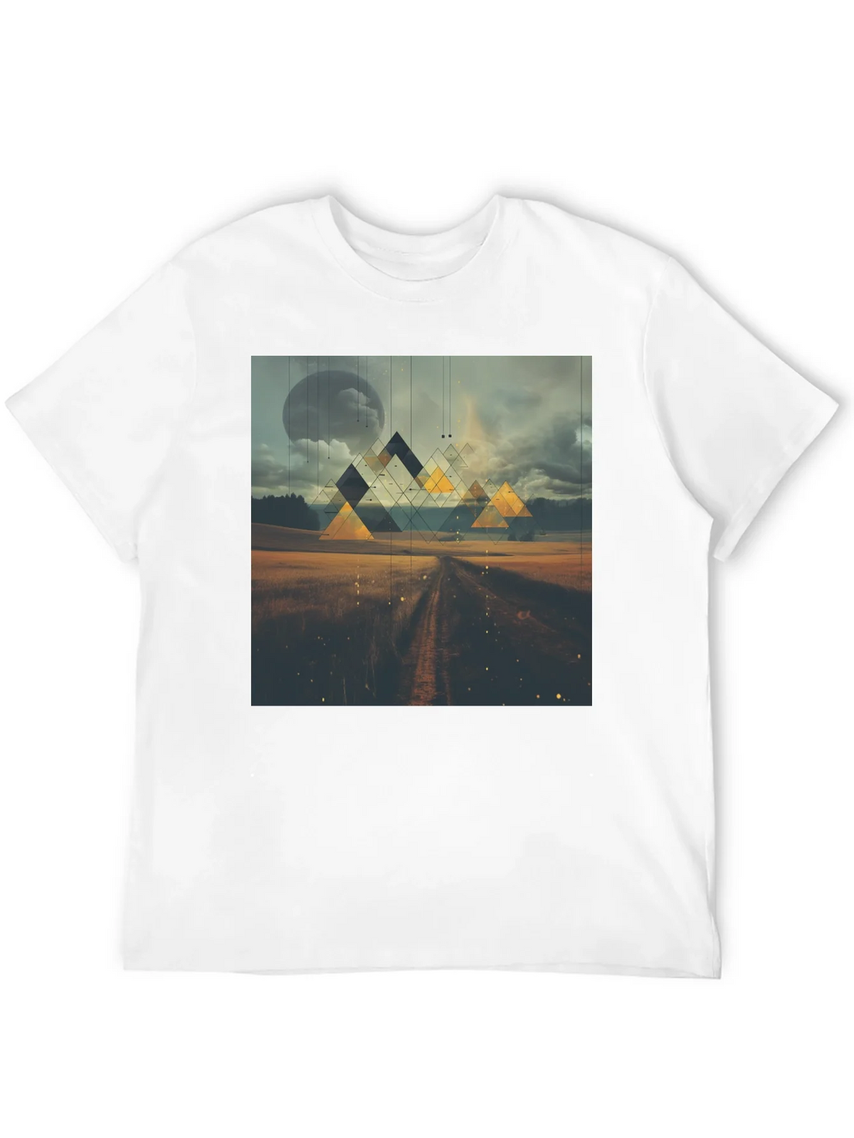 Abstract Geometric Landscape Black T-Shirt product image 10