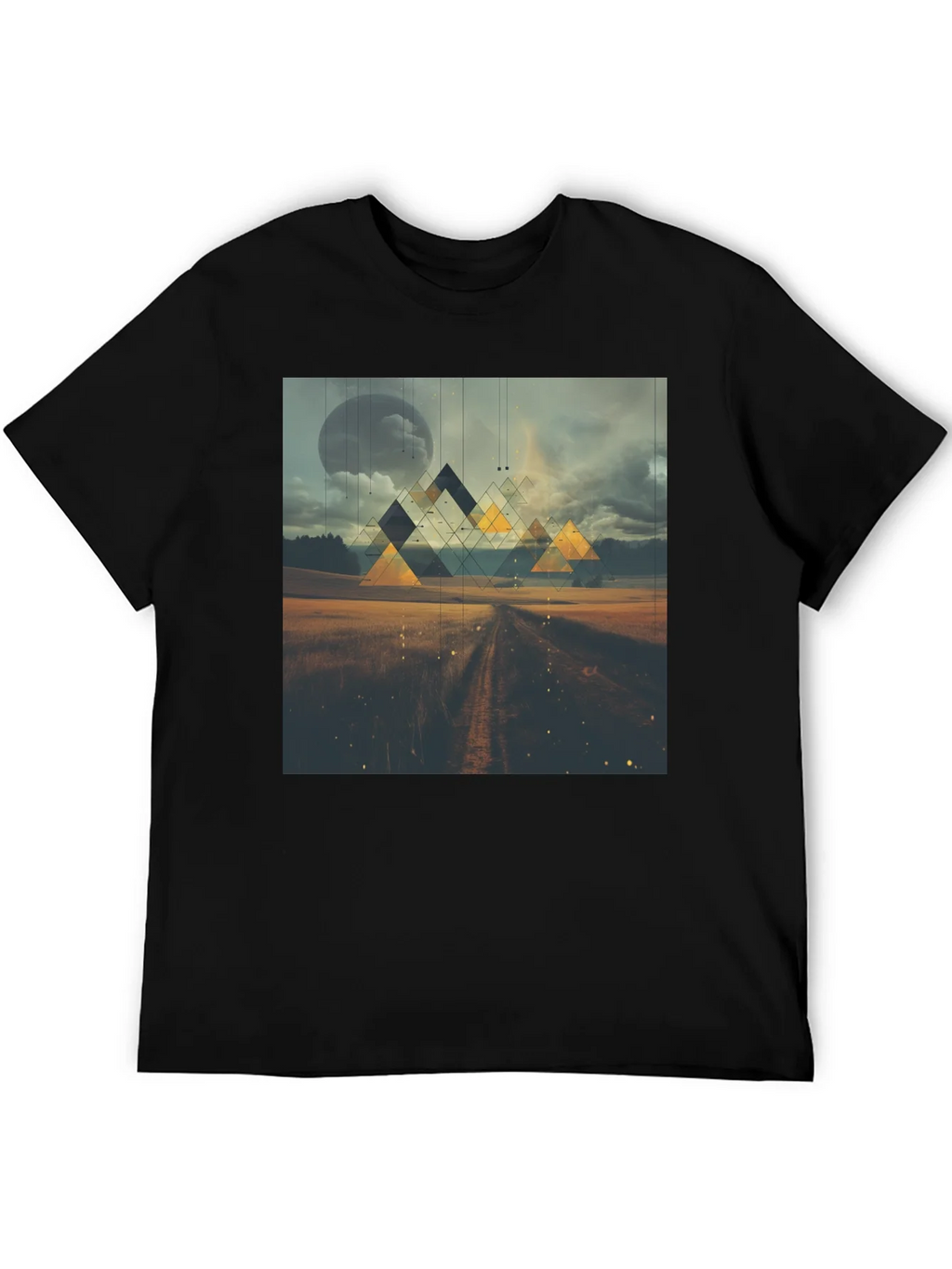 Abstract Geometric Landscape Black T-Shirt product image 4