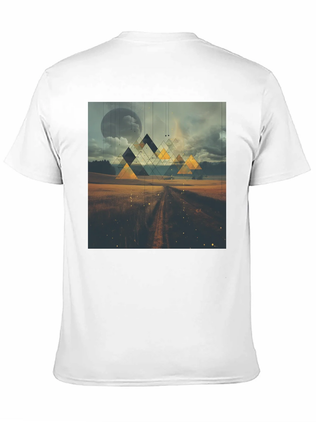 Abstract Geometric Landscape Black T-Shirt product image 9