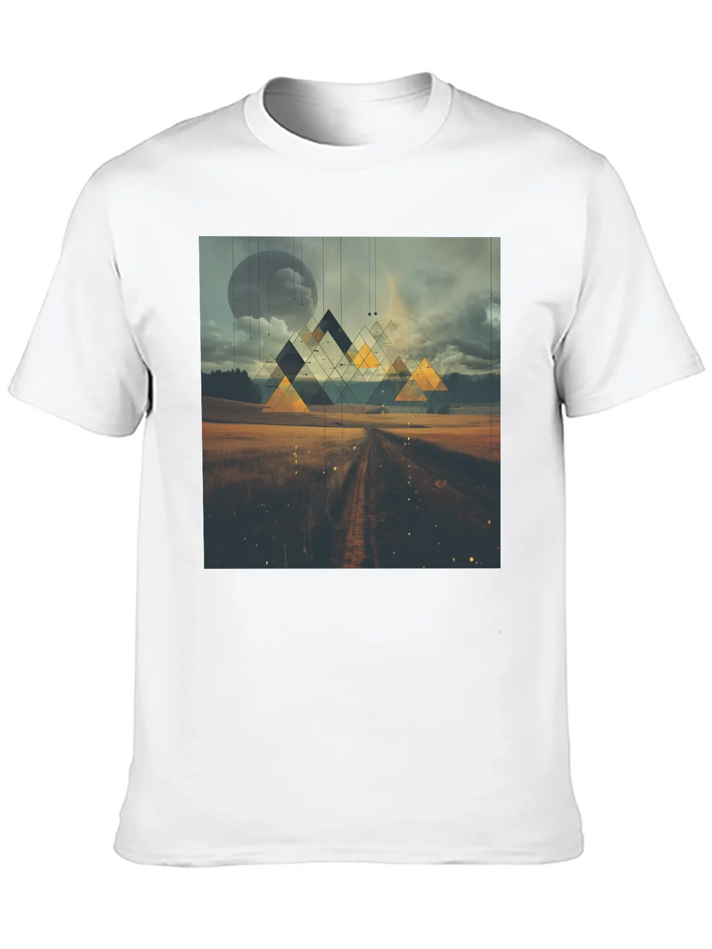 Abstract Geometric Landscape Black T-Shirt product image 8