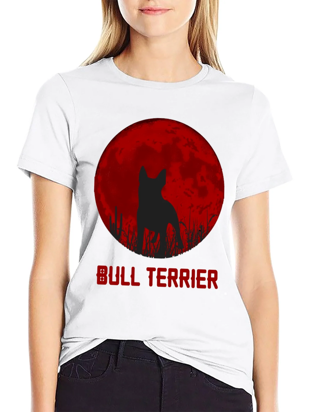 Bull Terrier Moon Silhouette Graphic T-Shirt product image 5