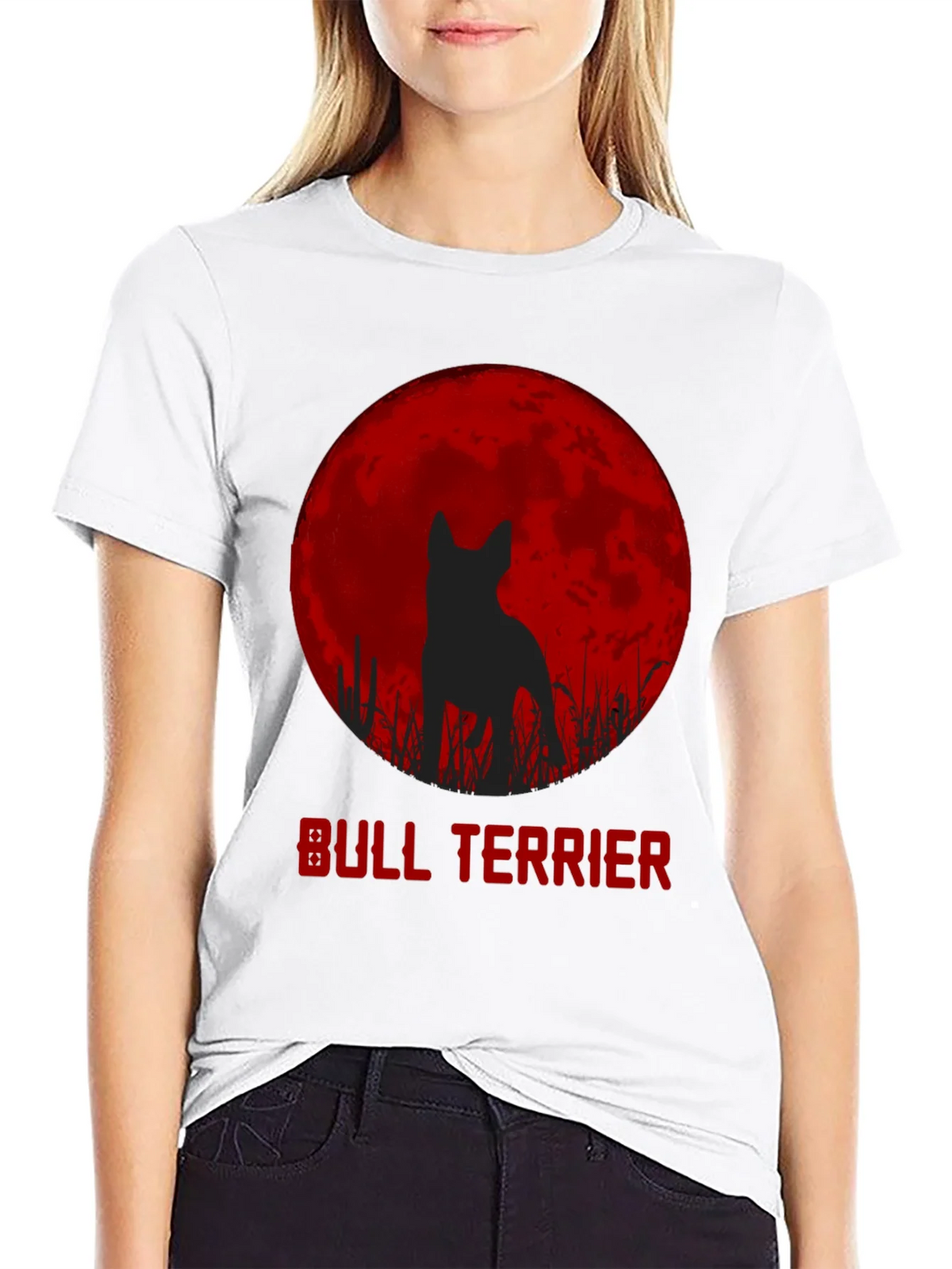 Bull Terrier Moon Silhouette Graphic T-Shirt product image 5