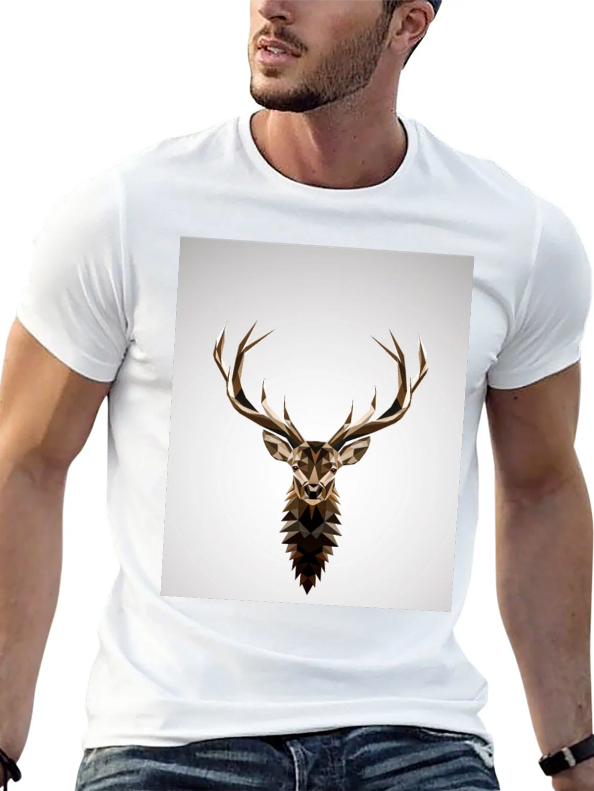 Geometric Deer Head Graphic T-Shirt product image 12