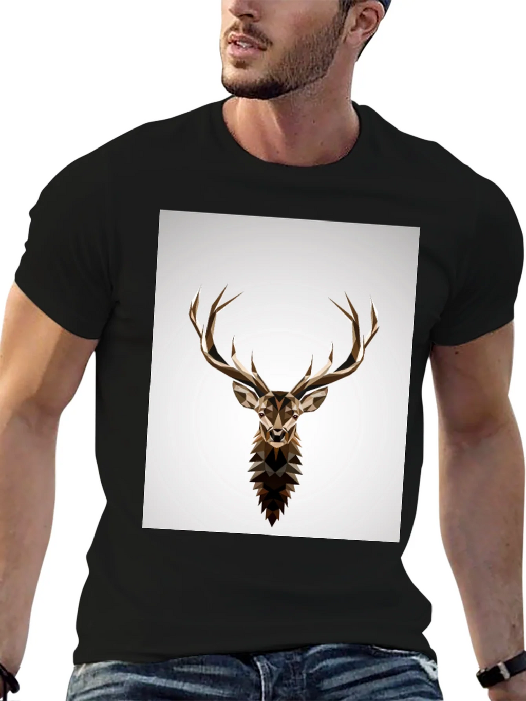 Geometric Deer Head Graphic T-Shirt product image 6