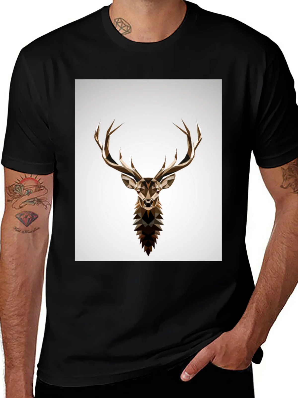Geometric Deer Head Graphic T-Shirt product image 1