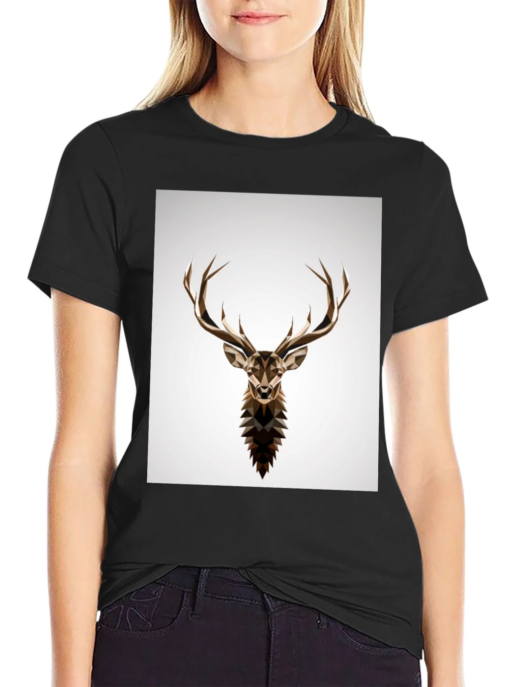 Geometric Deer Head Graphic T-Shirt product image 2