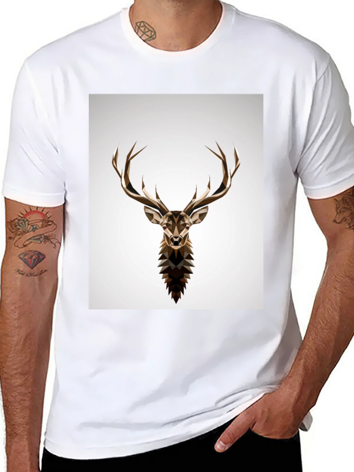 Geometric Deer Head Graphic T-Shirt product image 7