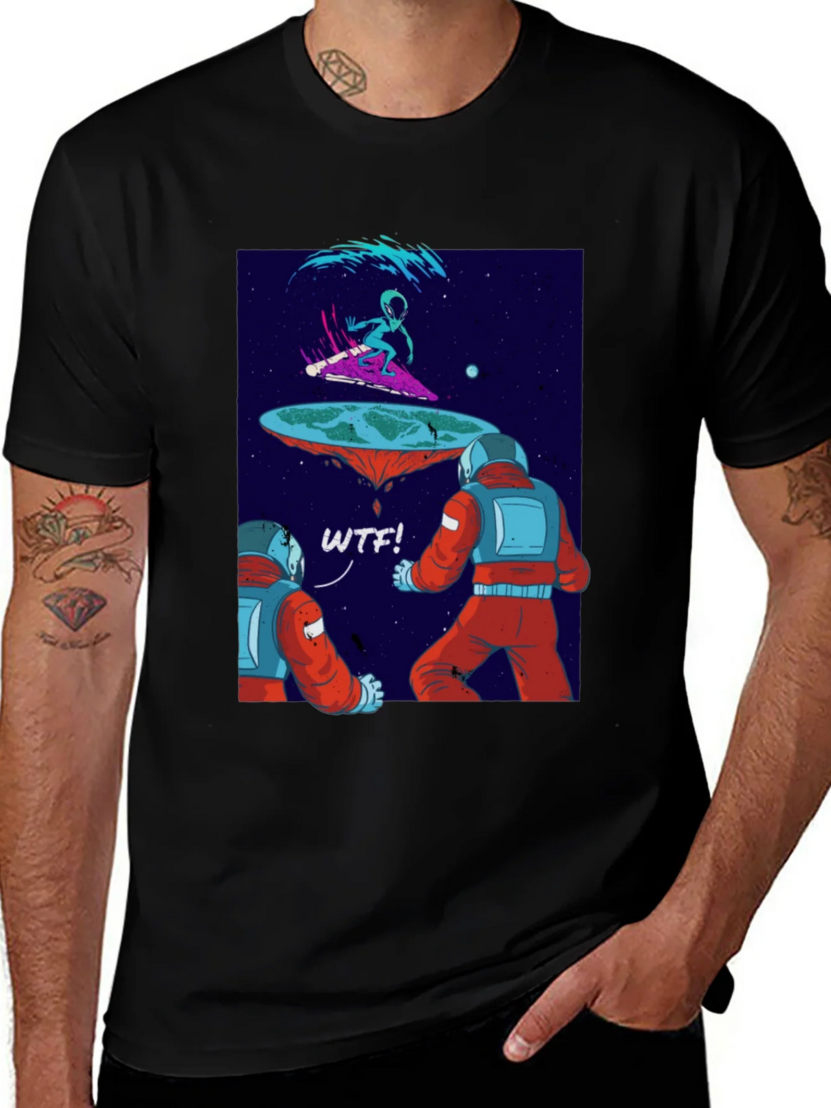 Astronauts & Alien Surfer Graphic T-Shirt product image 1