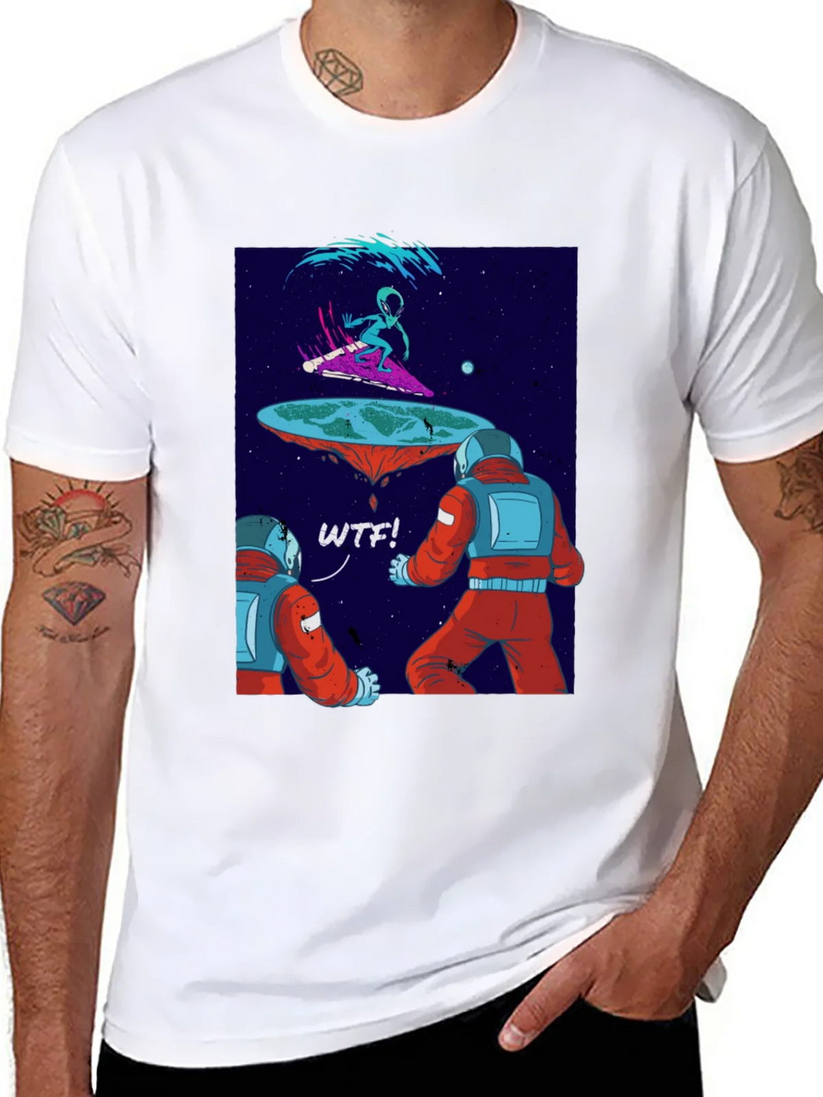 Astronauts & Alien Surfer Graphic T-Shirt product image 3