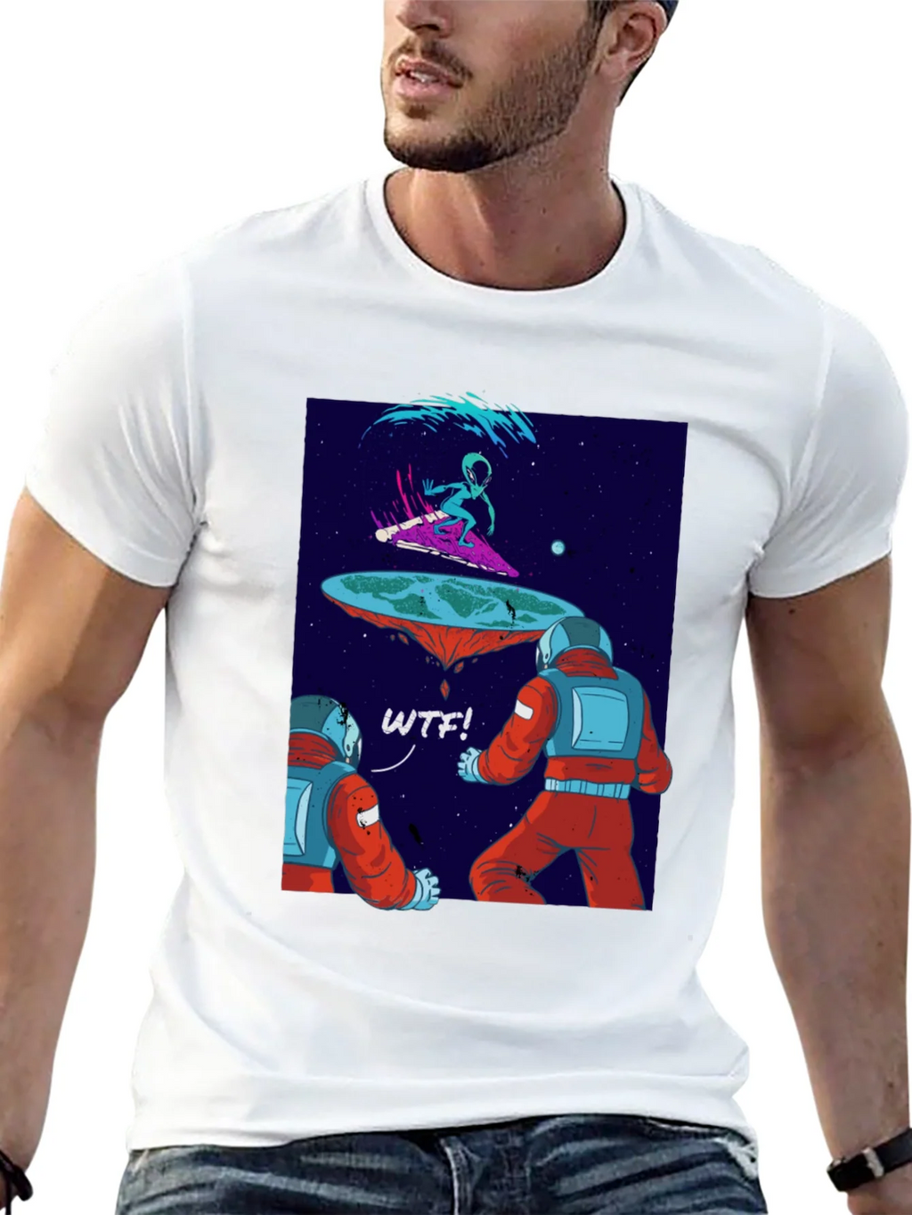 Astronauts & Alien Surfer Graphic T-Shirt product image 4