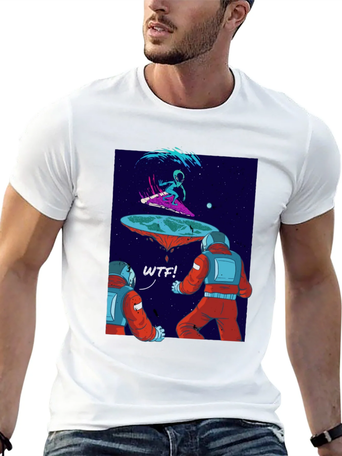 Astronauts & Alien Surfer Graphic T-Shirt product image 4