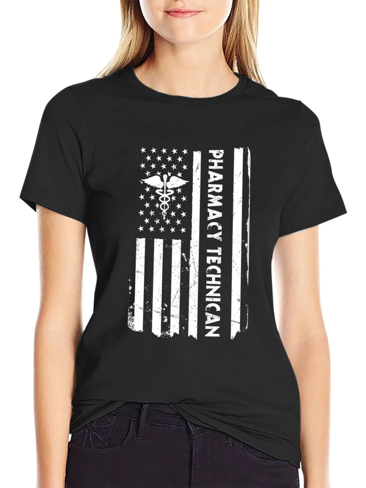 Pharmacy Technician American Flag T-Shirt product image 2