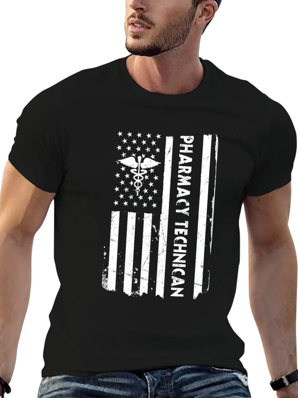 Pharmacy Technician American Flag T-Shirt product image 6