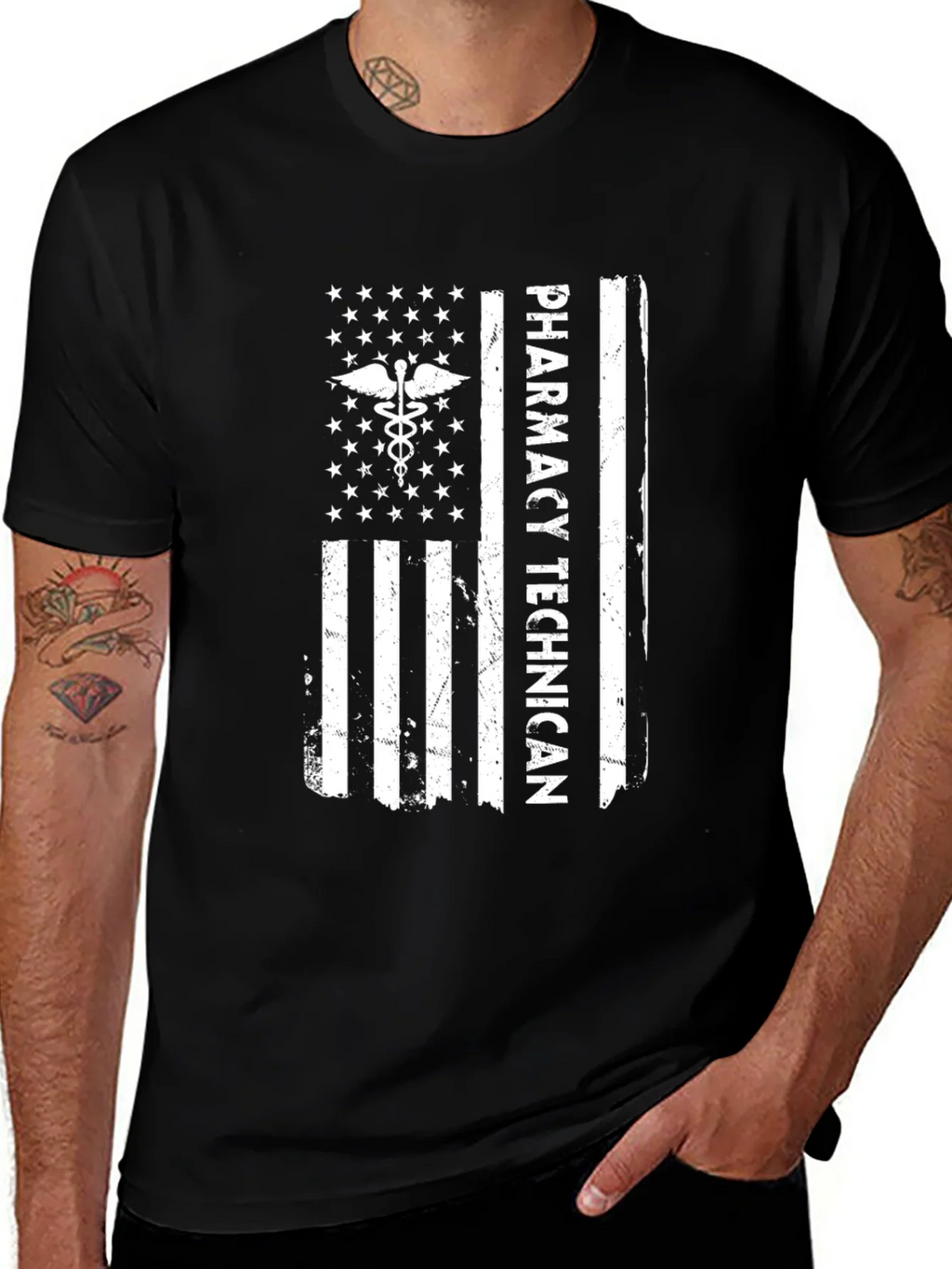 Pharmacy Technician American Flag T-Shirt product image 1