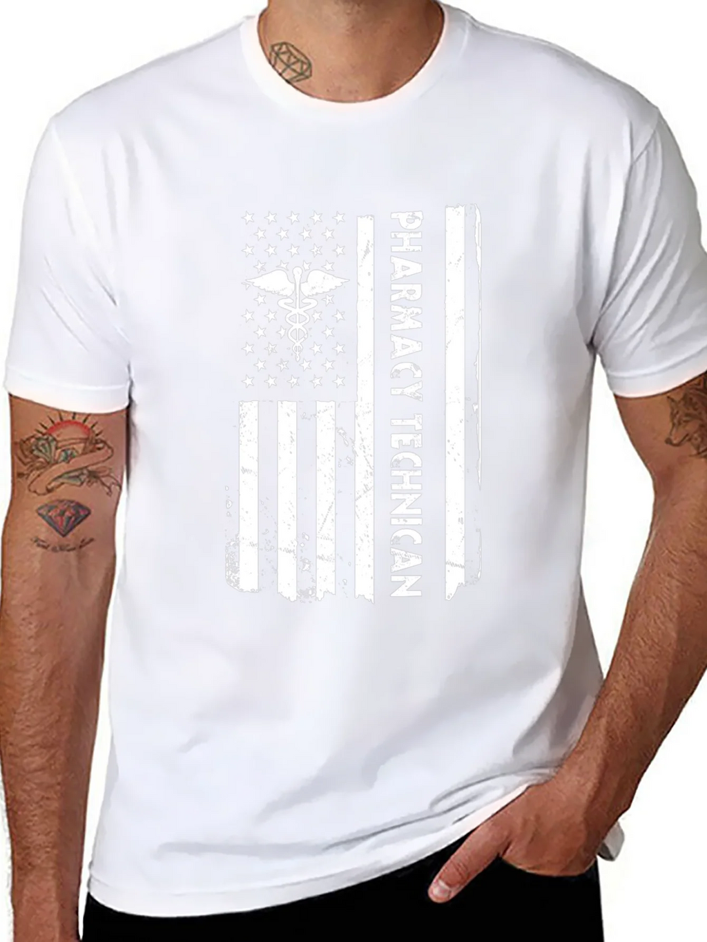 Pharmacy Technician American Flag T-Shirt product image 7