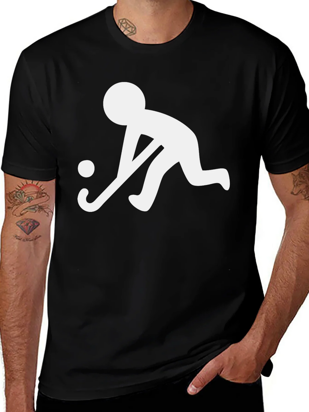 Hockey Player Graphic Tee - Sporty Black T-Shirt product image 1