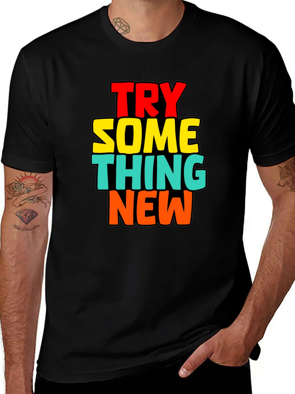 Try Something New Black Cotton Graphic Tee product image 1