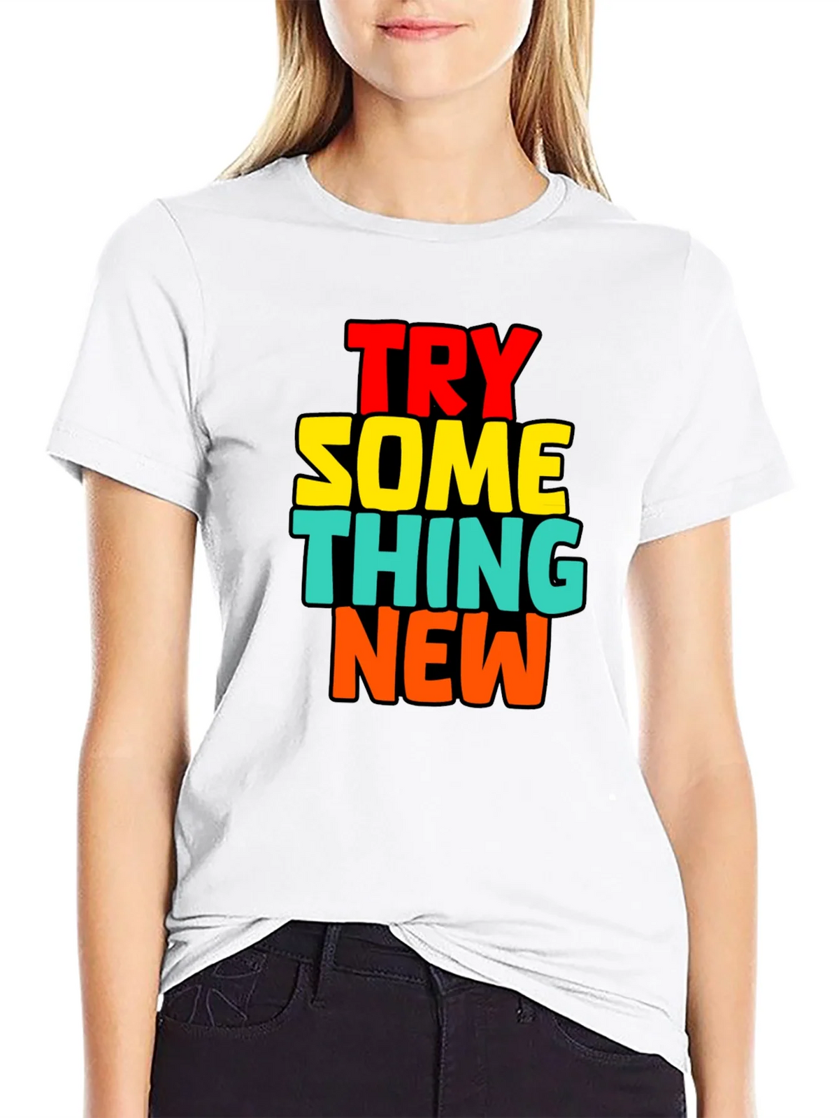 Try Something New Black Cotton Graphic Tee product image 5