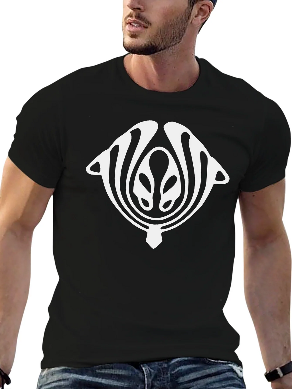 Abstract Design Black Cotton Graphic Tee product image 6