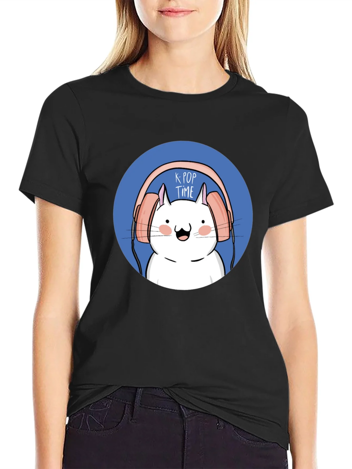 K-Pop Time Cartoon Cat Graphic Tee product image 2