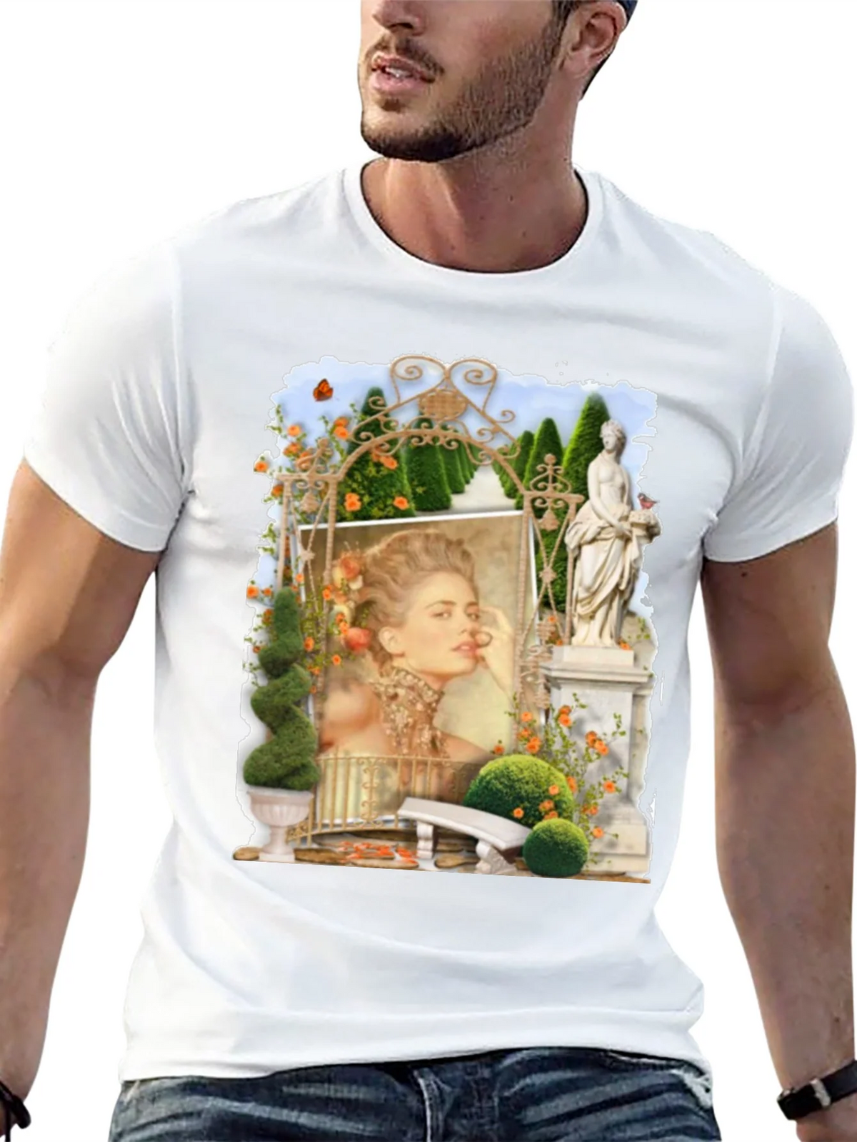 Elegant Garden Portrait Black T-Shirt product image 5