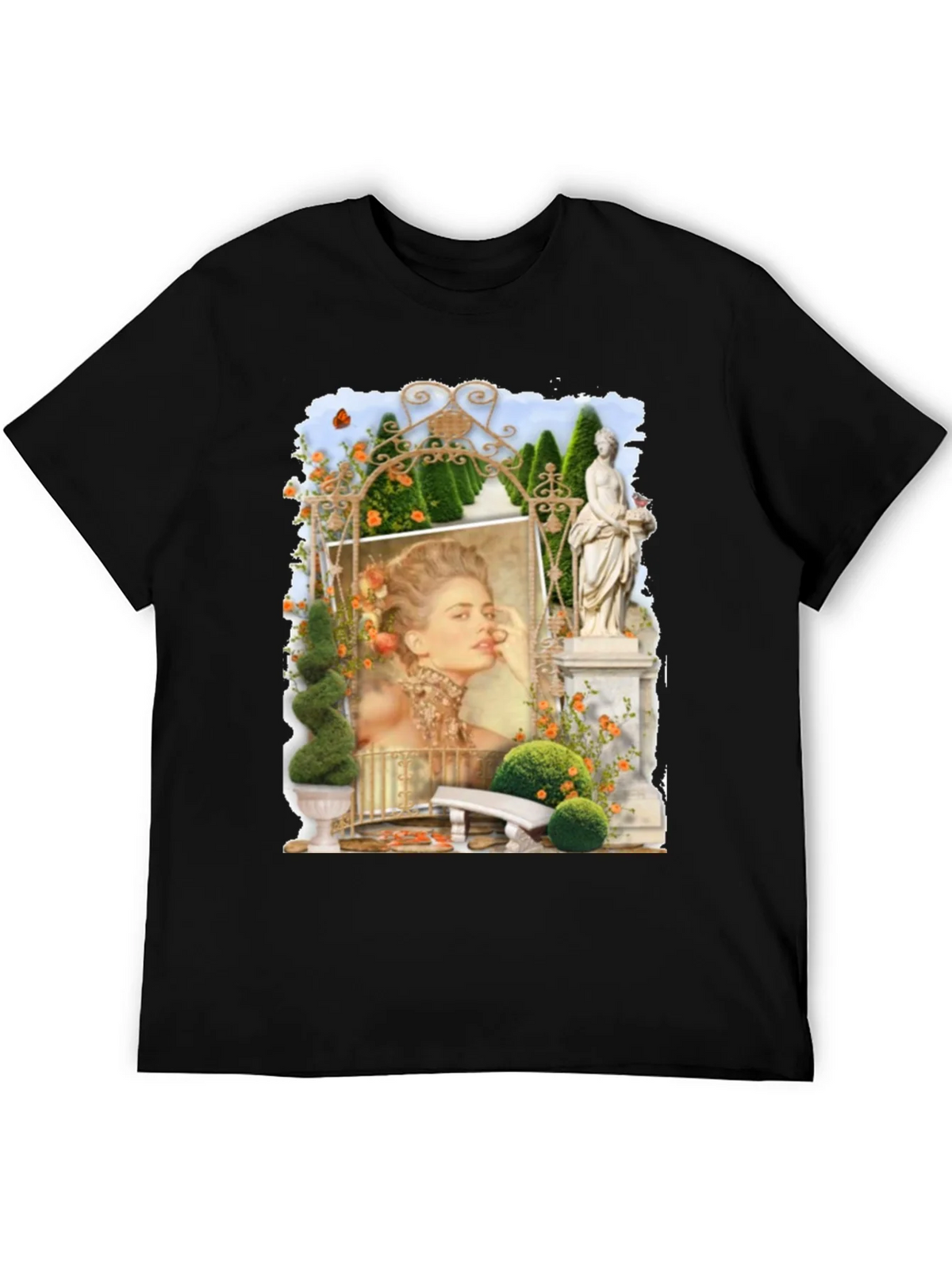 Elegant Garden Portrait Black T-Shirt product image 2