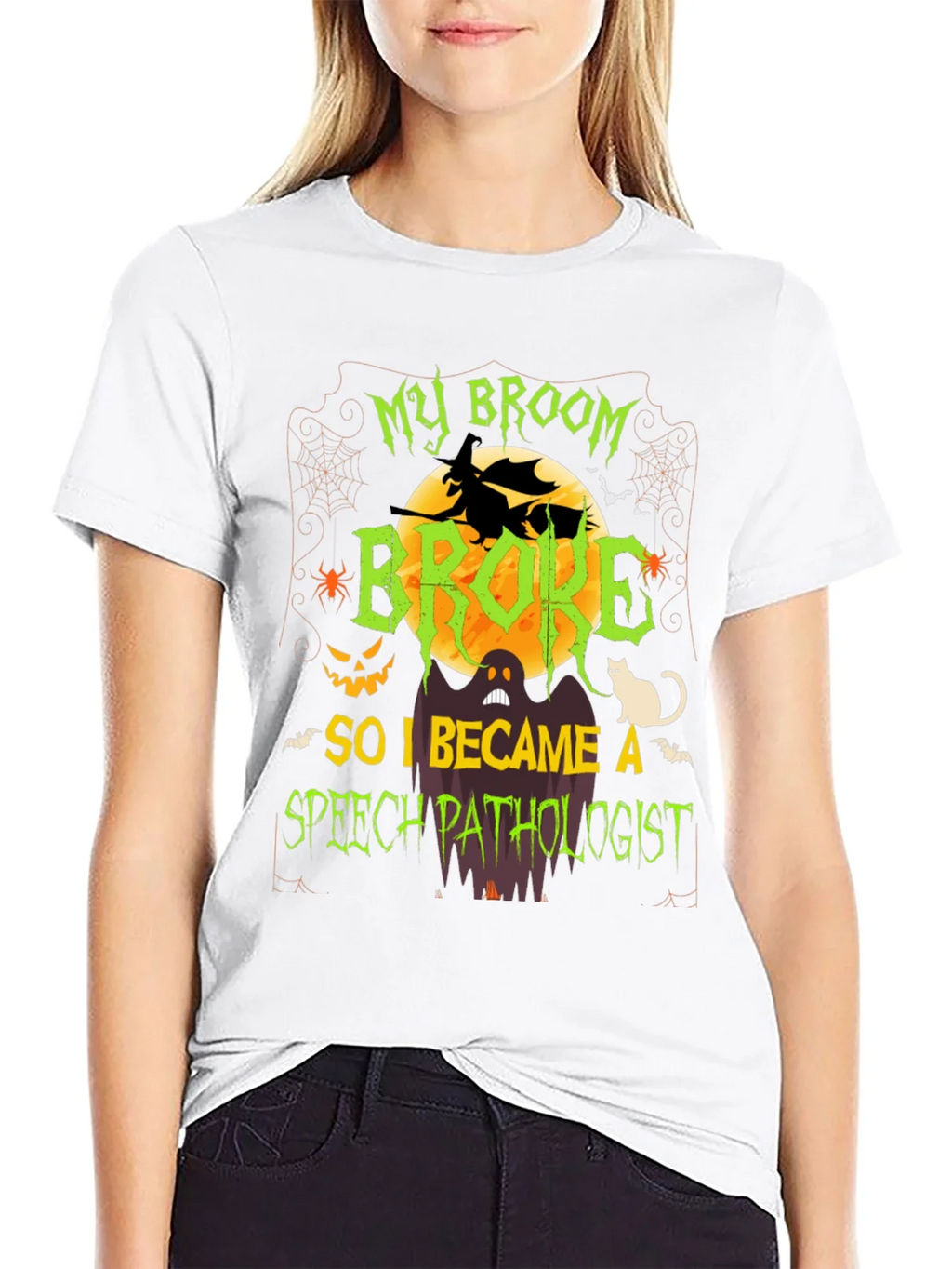 My Broom Broke Speech Pathologist Halloween T-Shirt product image 4