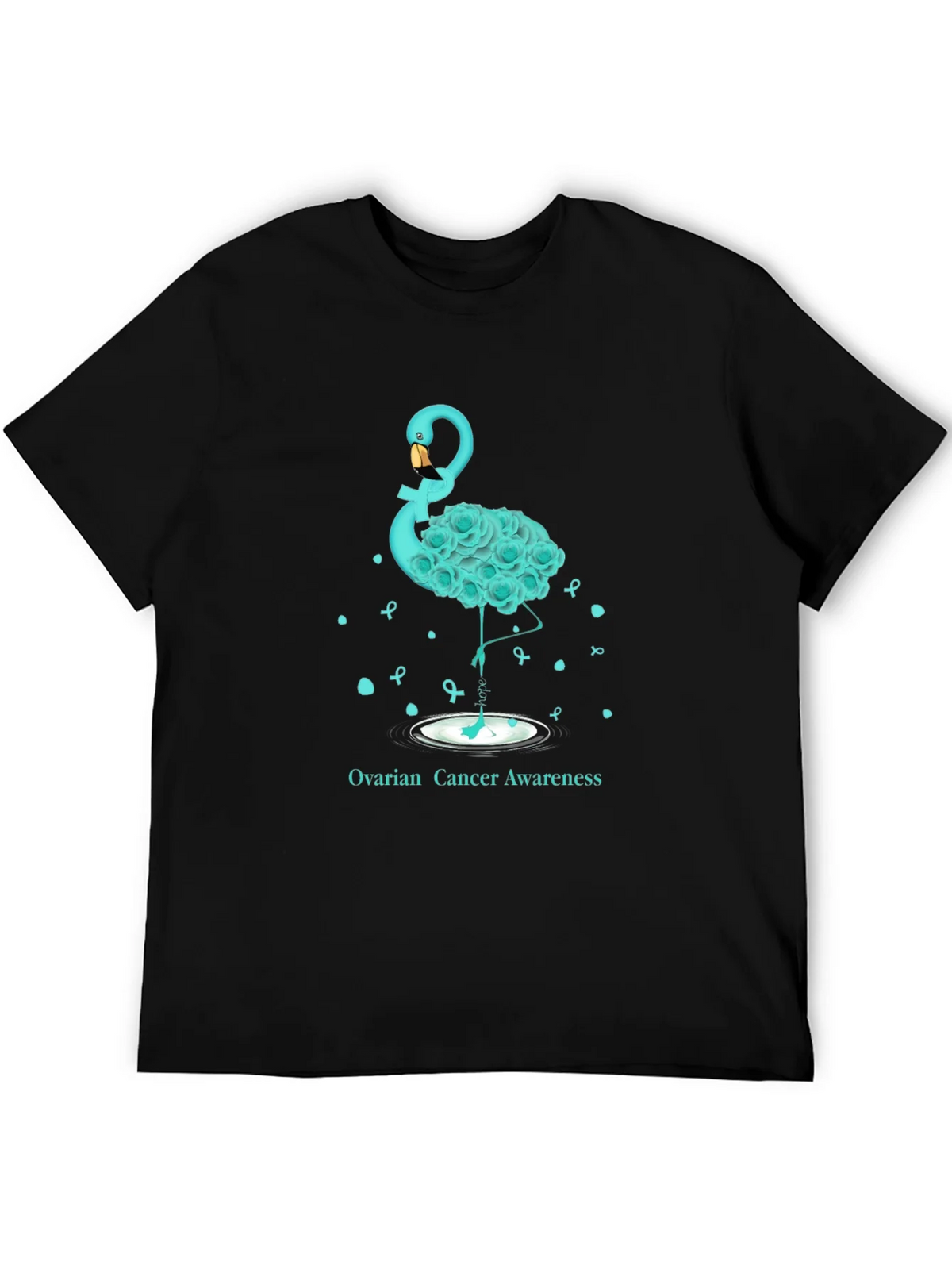Ovarian Cancer Awareness Flamingo T-Shirt product image 2