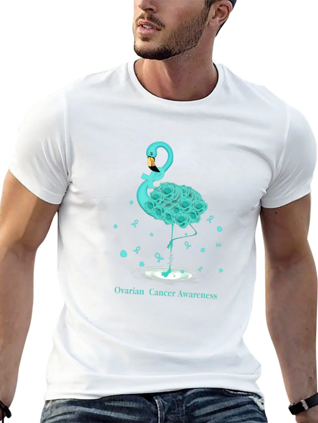 Ovarian Cancer Awareness Flamingo T-Shirt product image 5