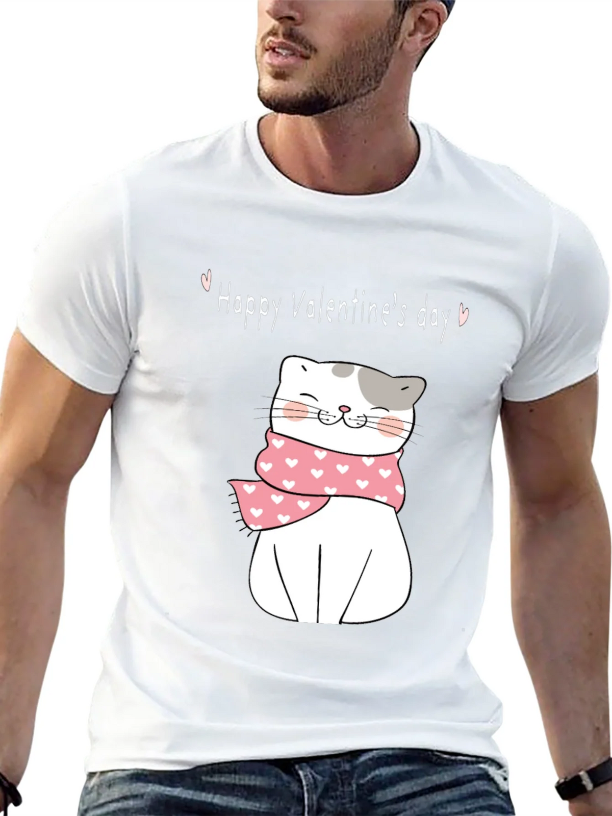 Valentines Day Cat T-Shirt - Cute Kitten with Scarf product image 12