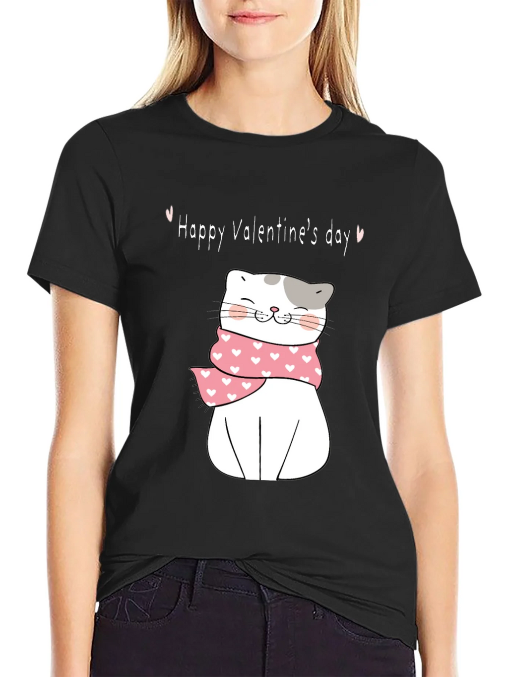 Valentines Day Cat T-Shirt - Cute Kitten with Scarf product image 2
