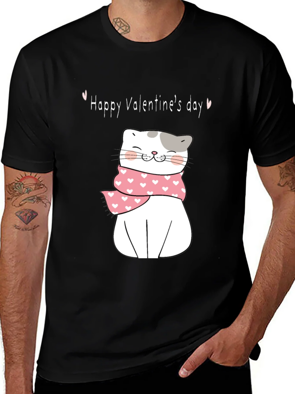 Valentines Day Cat T-Shirt - Cute Kitten with Scarf product image 1