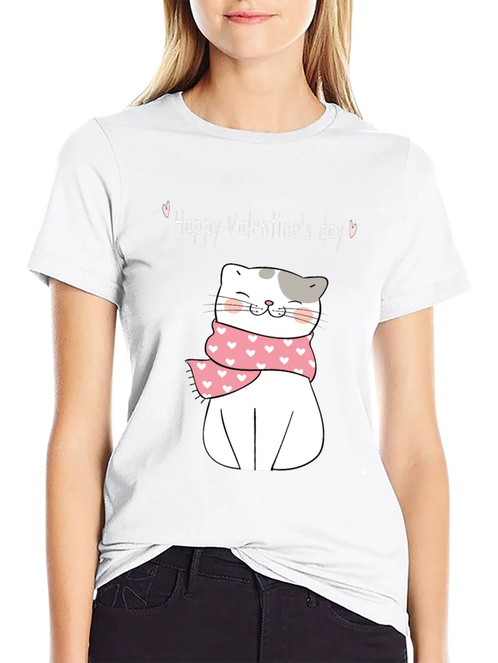 Valentines Day Cat T-Shirt - Cute Kitten with Scarf product image 8