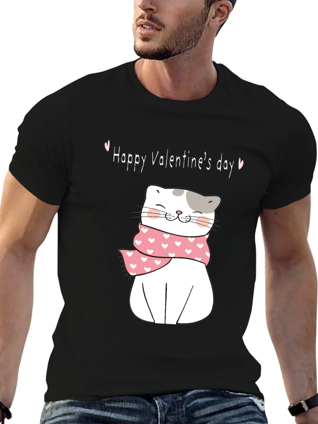 Valentines Day Cat T-Shirt - Cute Kitten with Scarf product image 6