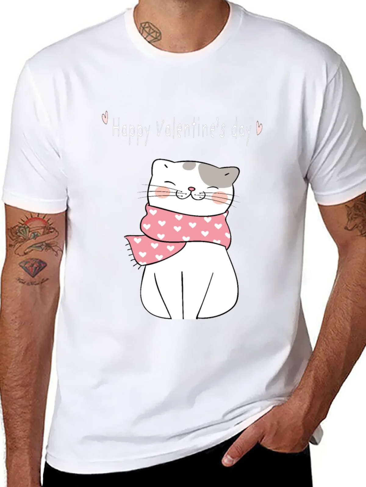 Valentines Day Cat T-Shirt - Cute Kitten with Scarf product image 7