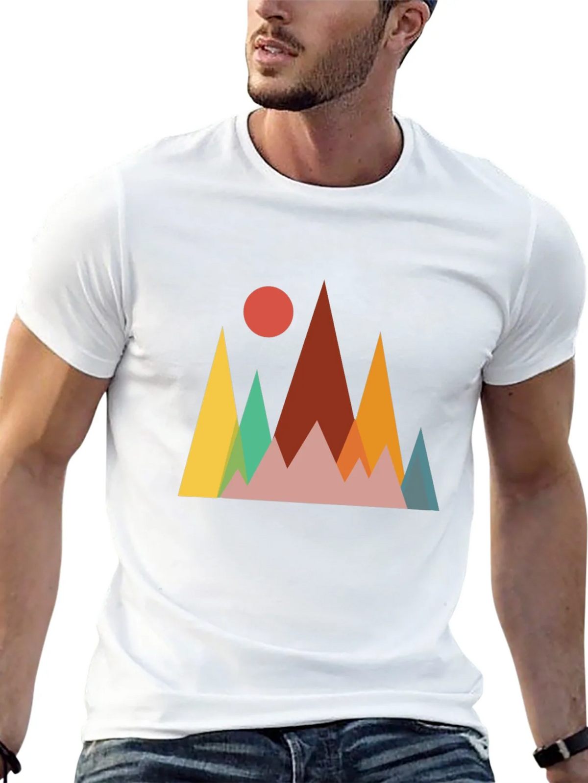 Geometric Mountainscape Graphic Tee - Black product image 11