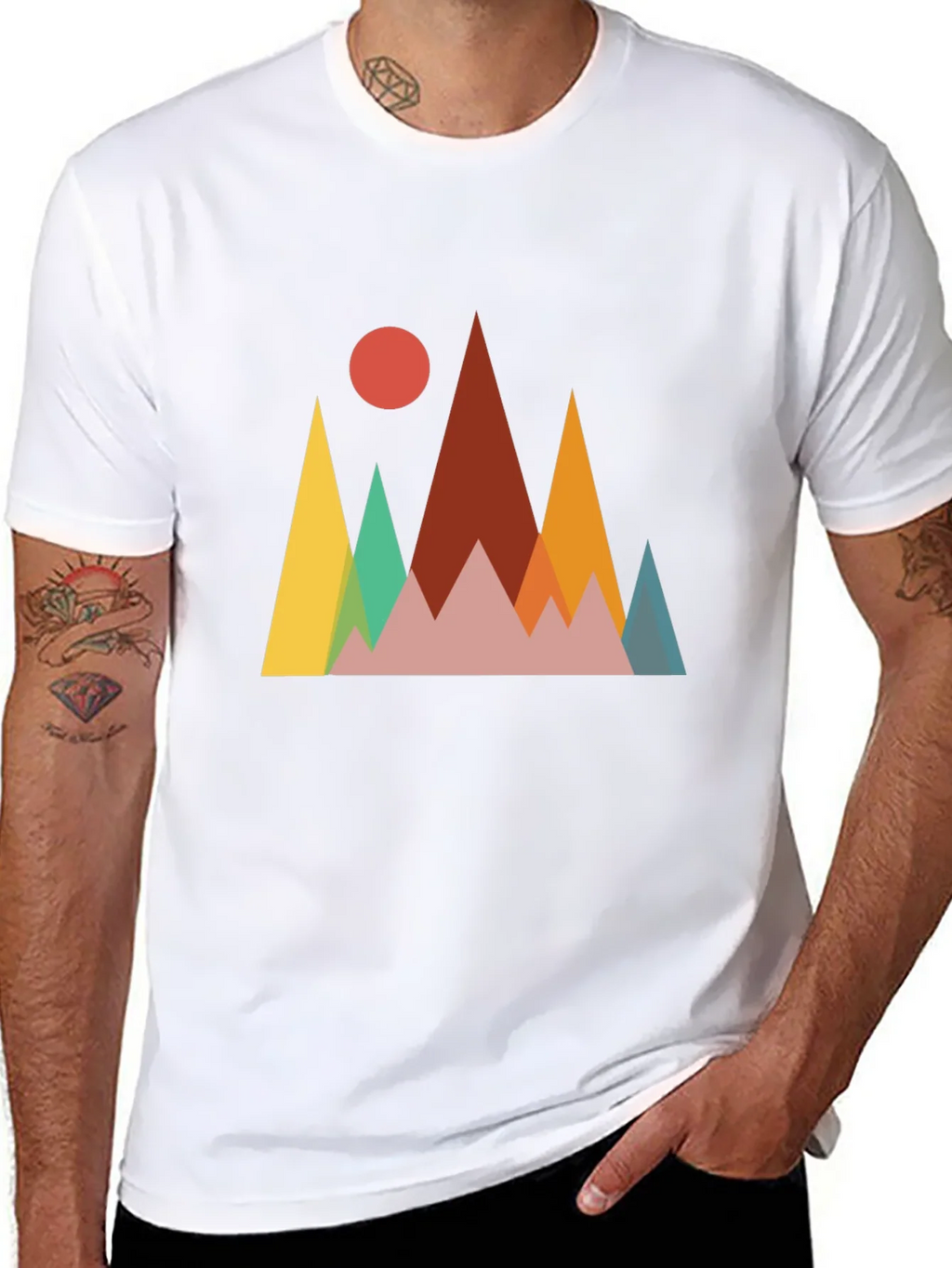 Geometric Mountainscape Graphic Tee - Black product image 6