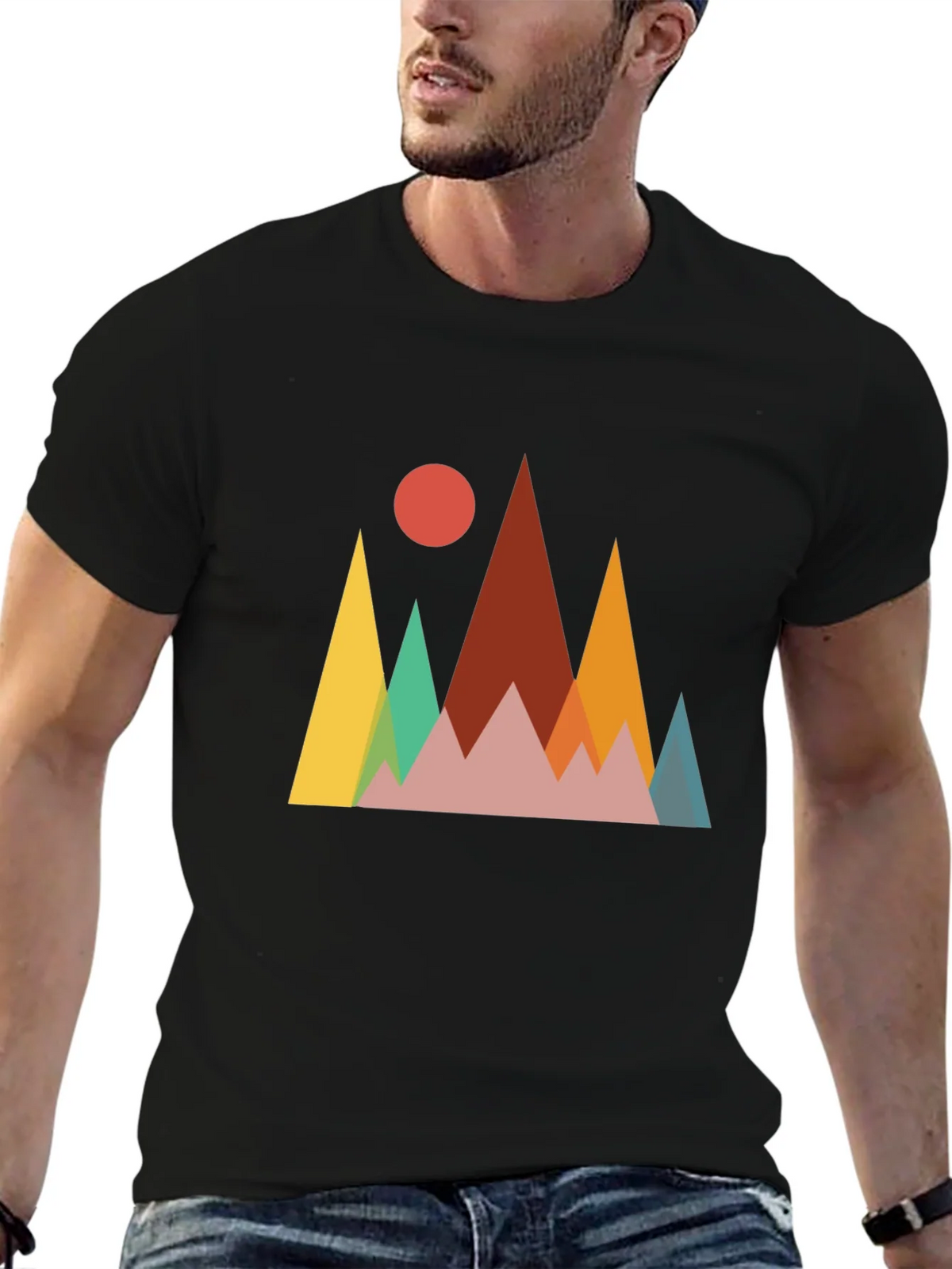Geometric Mountainscape Graphic Tee - Black product image 5