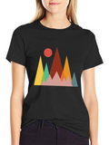 Geometric Mountainscape Graphic Tee - Black product image 1