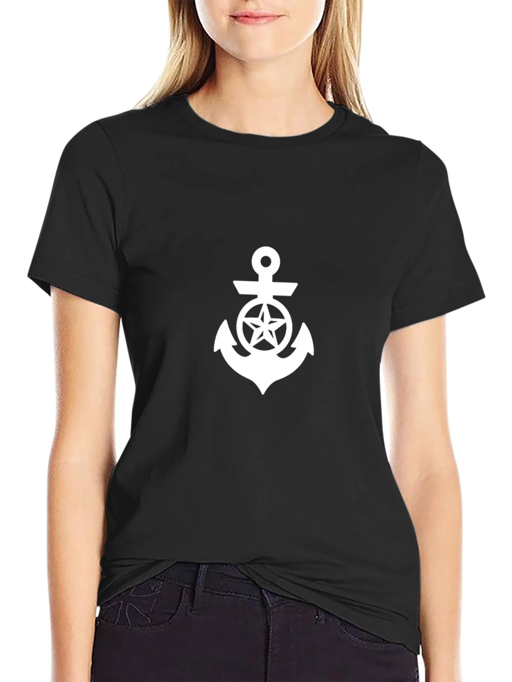 Nautical Star Anchor Graphic Tee - Black product image 1