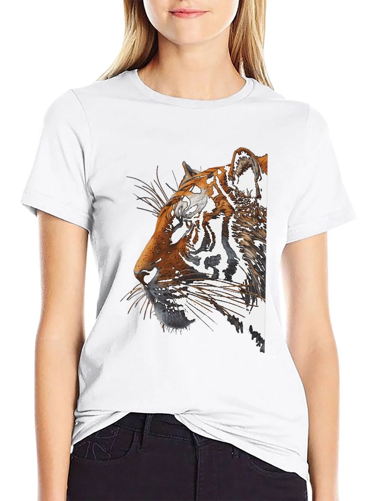 Tiger Portrait Graphic Black T-Shirt product image 8