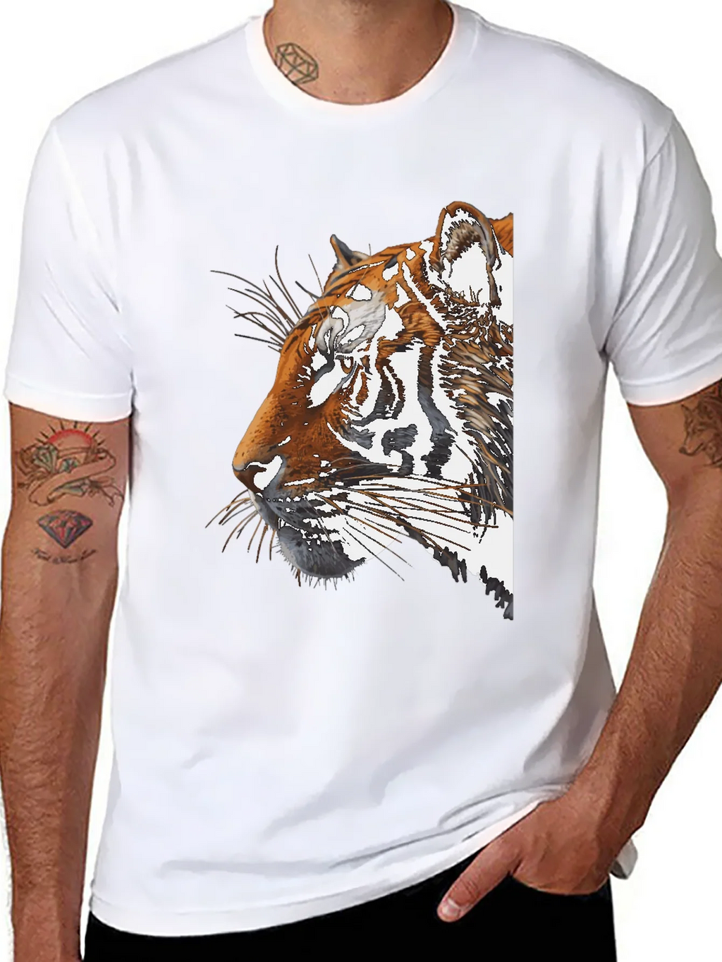 Tiger Portrait Graphic Black T-Shirt product image 7