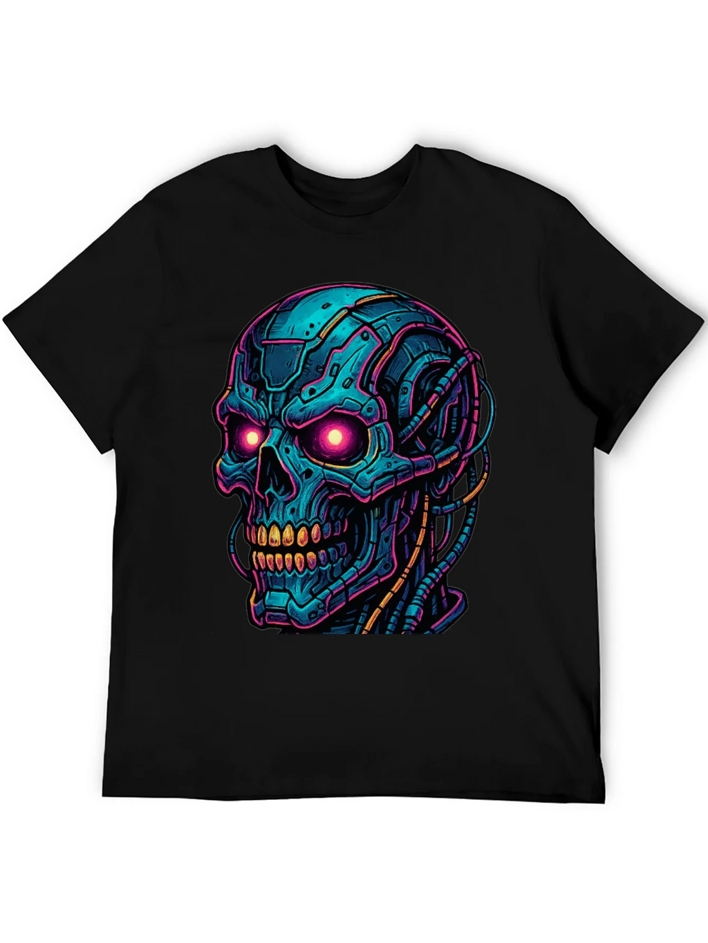 Cyberpunk Skull Graphic Tee - Bold Black Shirt product image 5