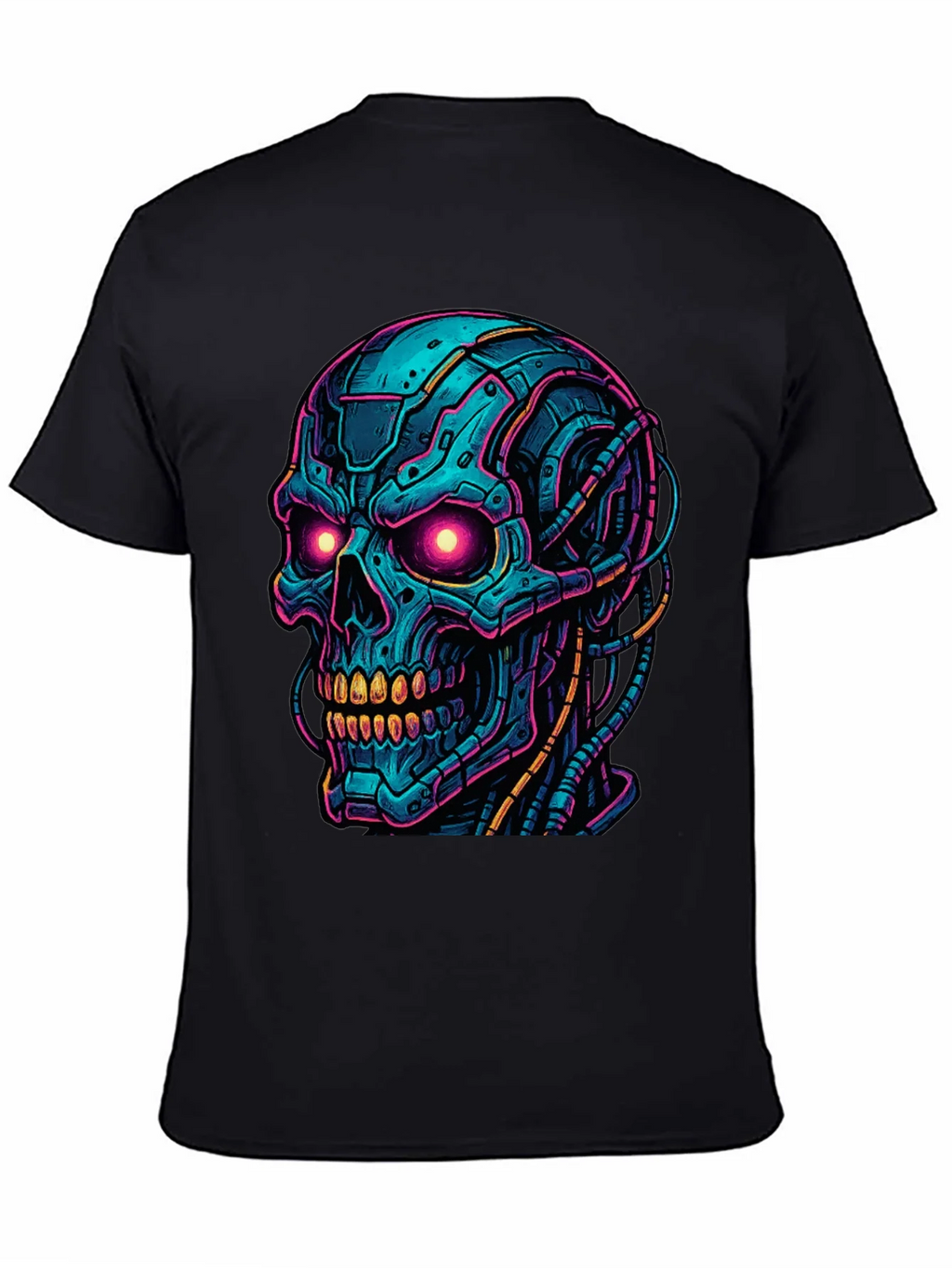 Cyberpunk Skull Graphic Tee - Bold Black Shirt product image 4