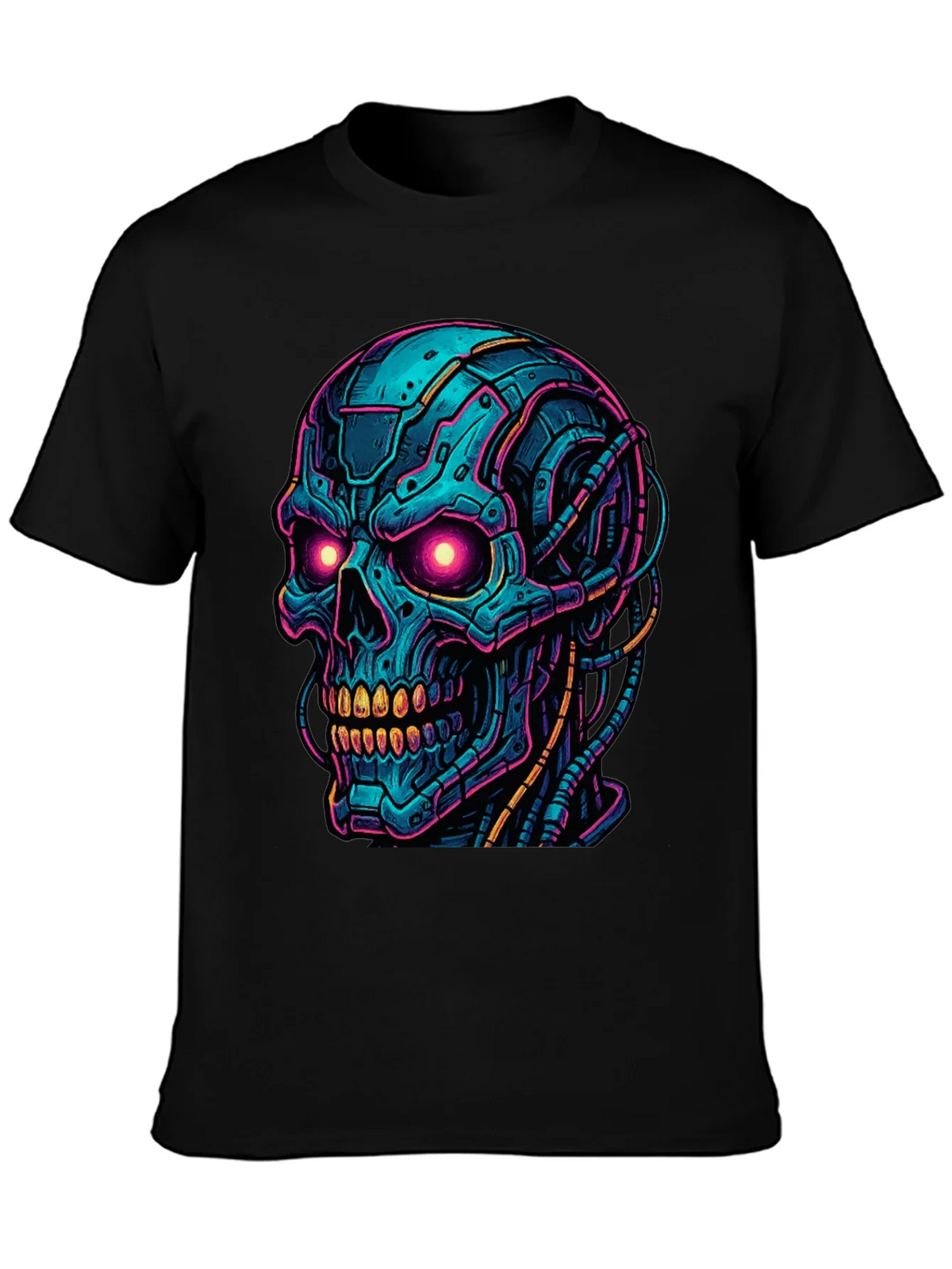 Cyberpunk Skull Graphic Tee - Bold Black Shirt product image 3