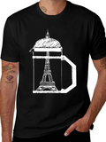 Eiffel Tower Coffee Press T-Shirt - Paris Graphic Tee product image 1