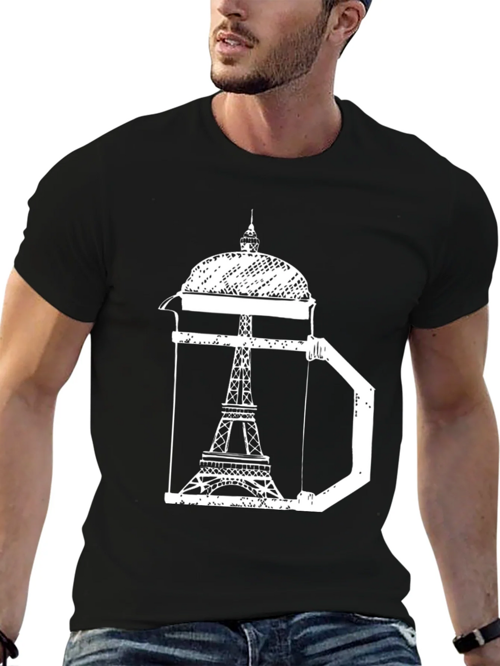 Eiffel Tower Coffee Press T-Shirt - Paris Graphic Tee product image 5