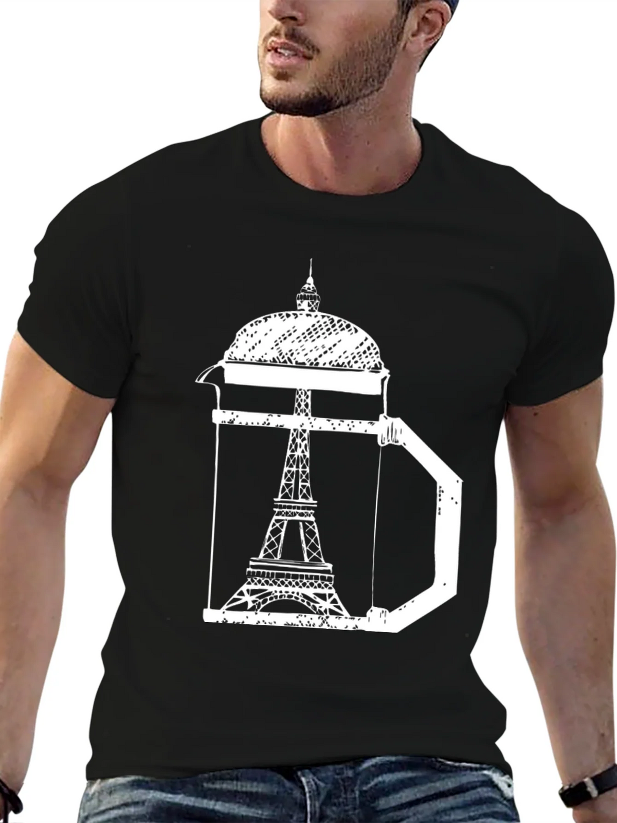 Eiffel Tower Coffee Press T-Shirt - Paris Graphic Tee product image 5