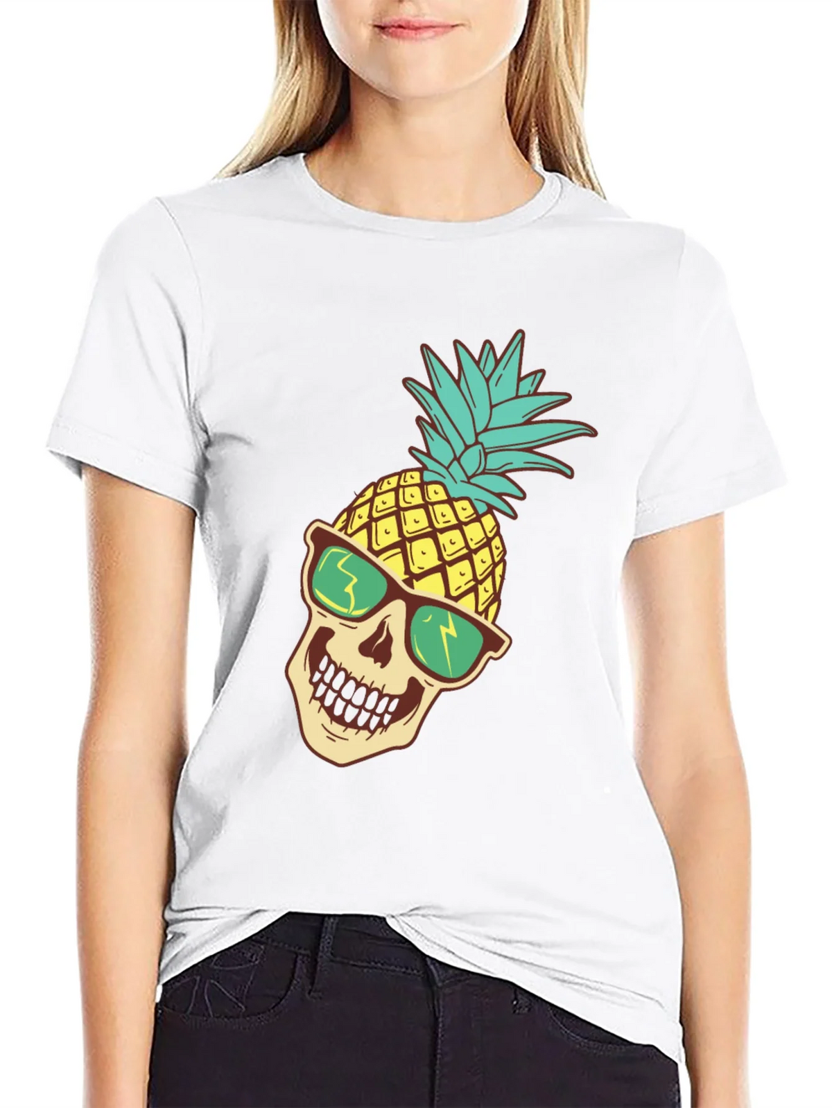 Pineapple Skull Graphic T-Shirt product image 7